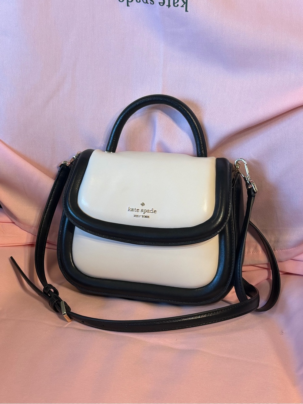 kate spade Black & White Limited Edition Puffy Leather Crossbody Satchel
